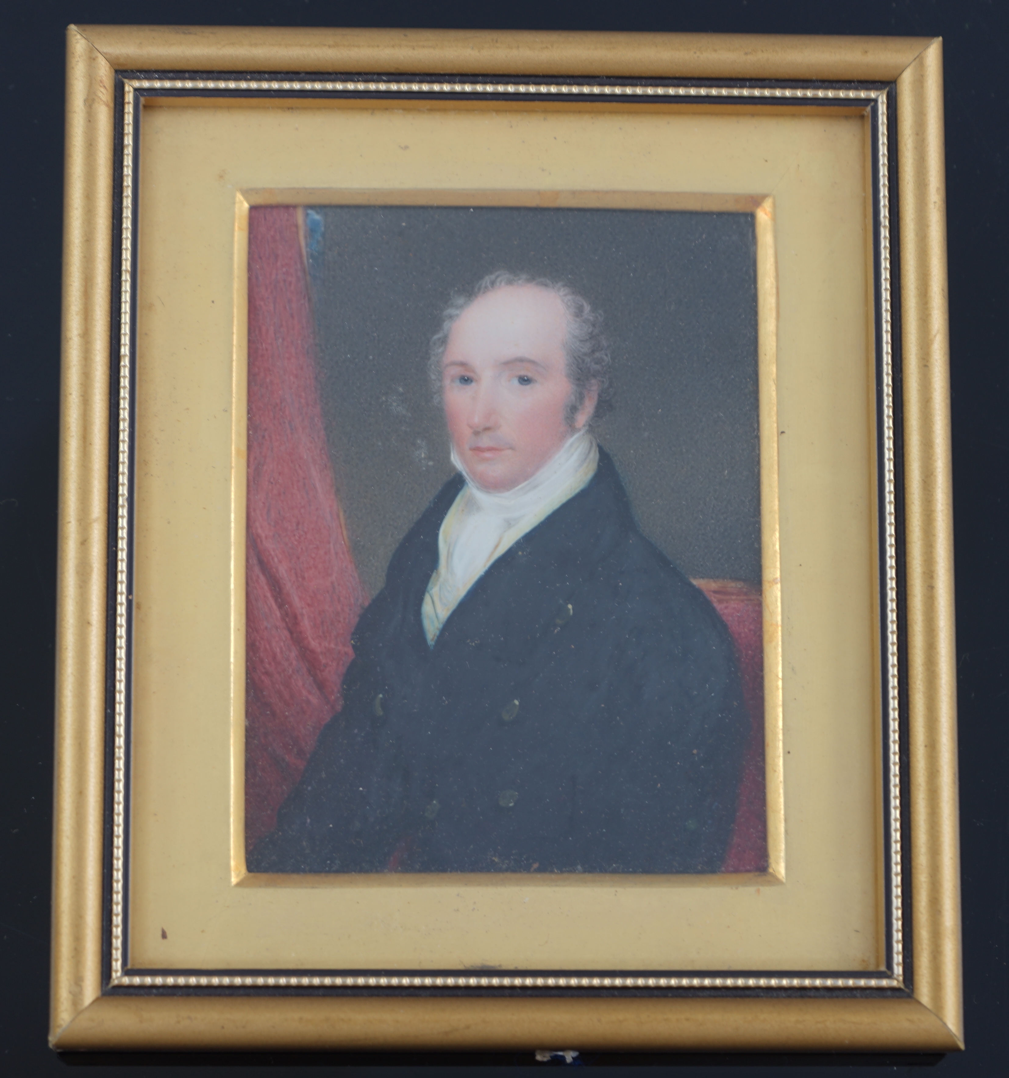 English School circa 1840, Portrait miniature of a gentleman, watercolour on ivory, 10.2 x 7.8cm. CITES Submission reference UGJ6D6U2